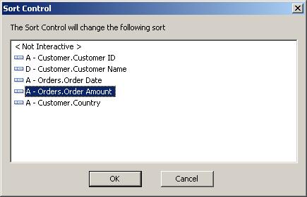 Crystal Reports 2008 Bind Sort Control dialog box