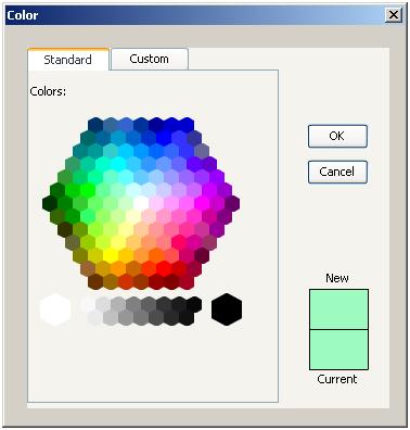 Crystal Xcelsius Standard Color Paletter