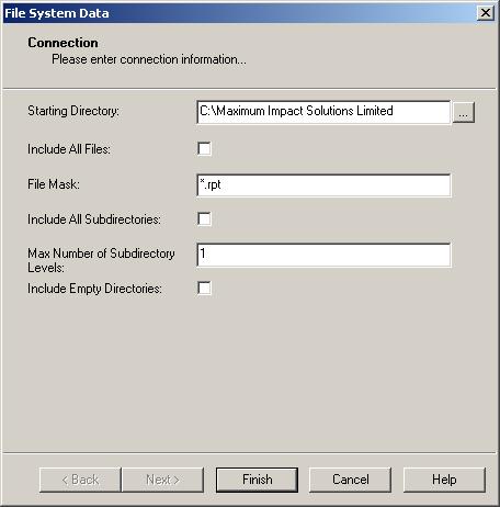 Crystal Reports File System Data completed dialog box