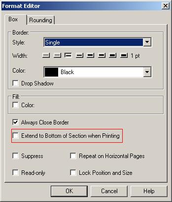 Crystal Reports Format Box Dialog Box