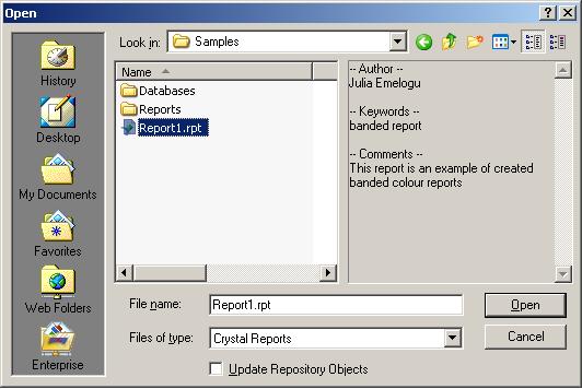 Crystal Reports Report Comments