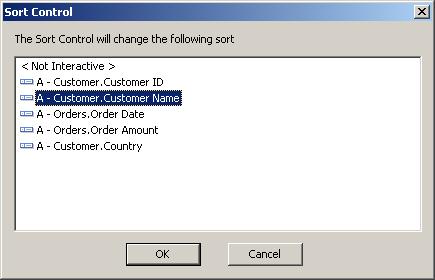 Crystal Reports 2008 Sort Control dialog box