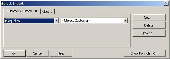 Select Expert using Parameter field